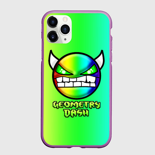 Чехол iPhone 11 Pro матовый Geometry Dash / 3D-Фиолетовый – фото 1