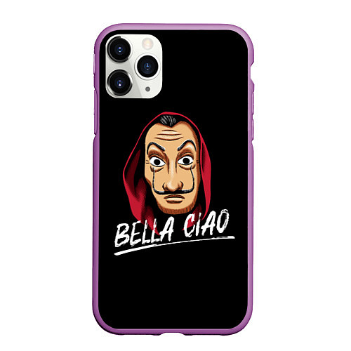 Чехол iPhone 11 Pro матовый БУМАЖНЫЙ ДОМ LA CASA DE PAPEL BELLA CIAO / 3D-Фиолетовый – фото 1