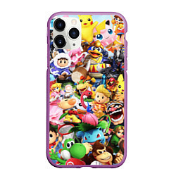 Чехол iPhone 11 Pro матовый SUPER SMASH BROS ГЕРОИ ИГРЫ, цвет: 3D-фиолетовый