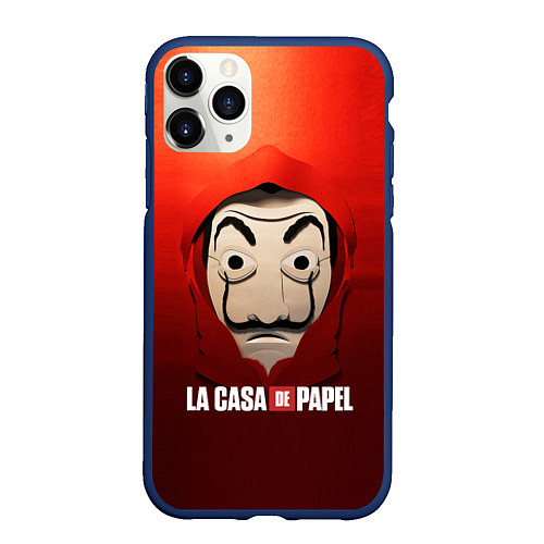 Чехол iPhone 11 Pro матовый СЕРИАЛ БУМАЖНЫЙ ДОМ LA CASA DE PAPEL / 3D-Тёмно-синий – фото 1