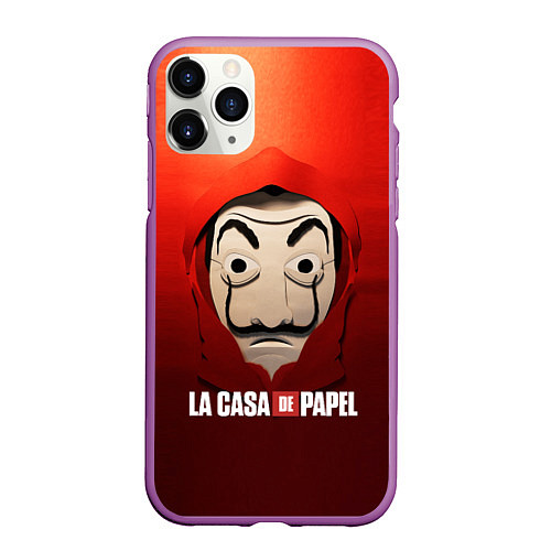 Чехол iPhone 11 Pro матовый СЕРИАЛ БУМАЖНЫЙ ДОМ LA CASA DE PAPEL / 3D-Фиолетовый – фото 1