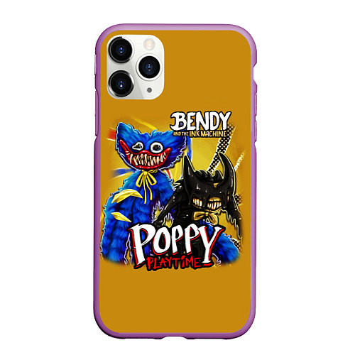 Чехол iPhone 11 Pro матовый POPPY PLAYTIME AND BENDY AND THE INK MACHINE / 3D-Фиолетовый – фото 1