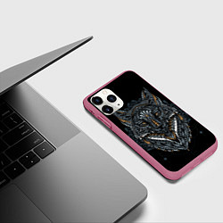 Чехол iPhone 11 Pro матовый ЭТНИЧЕСКАЯ ЛИСА FOX ABSTRACT, цвет: 3D-малиновый — фото 2