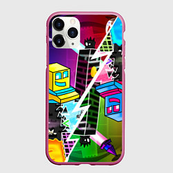 Чехол iPhone 11 Pro матовый Geometry Dash: Parallel Worlds, цвет: 3D-малиновый