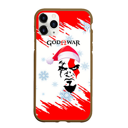 Чехол iPhone 11 Pro матовый Новогодний God of War / 3D-Коричневый – фото 1
