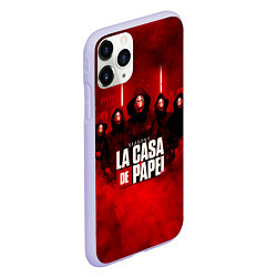 Чехол iPhone 11 Pro матовый БУМАЖНЫЙ ДОМ - LA CASA DE PAPEL - BELLA CIAO, цвет: 3D-светло-сиреневый — фото 2