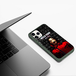 Чехол iPhone 11 Pro матовый БУМАЖНЫЙ ДОМ, LA CASA DE PAPEL BELLA CIAO, цвет: 3D-темно-зеленый — фото 2