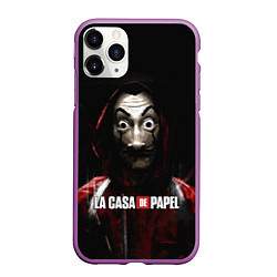 Чехол iPhone 11 Pro матовый РИСУНОК БУМАЖНЫЙ ДОМ - LA CASA DE PAPEL BELLA CIAO, цвет: 3D-фиолетовый