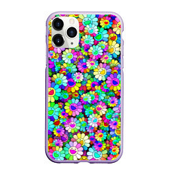 Чехол iPhone 11 Pro матовый Rainbow flowers, цвет: 3D-светло-сиреневый