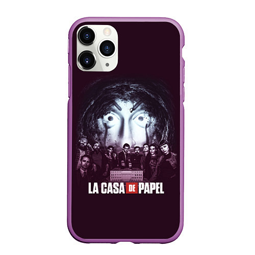 Чехол iPhone 11 Pro матовый БУМАЖНЫЙ ДОМ ПЕРСОНАЖИ - LA CASA DE PAPEL / 3D-Фиолетовый – фото 1