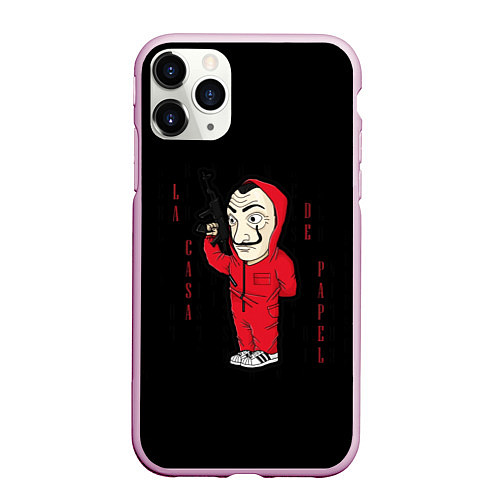 Чехол iPhone 11 Pro матовый БУМАЖНЫЙ ДОМ - LA CASA DE PAPEL BELLA CIAO - СЕРИА / 3D-Розовый – фото 1