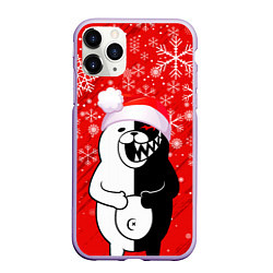 Чехол iPhone 11 Pro матовый НОВОГОДНИЙ MONOKUMA, цвет: 3D-светло-сиреневый