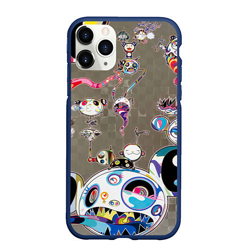 Чехол iPhone 11 Pro матовый Takashi Murakami арт с языками / 3D-Тёмно-синий – фото 1