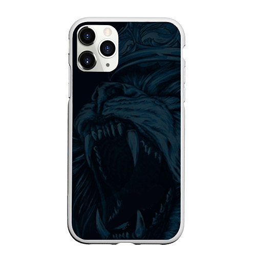 Чехол iPhone 11 Pro матовый Zenit lion dark theme / 3D-Белый – фото 1
