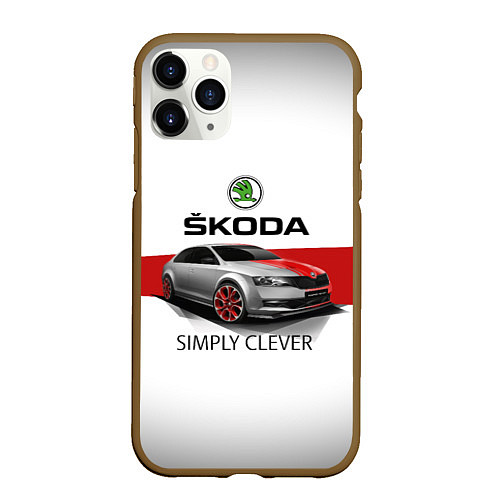 Чехол iPhone 11 Pro матовый Skoda Rapid Sport / 3D-Коричневый – фото 1
