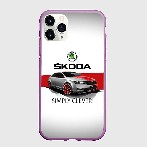 Чехол iPhone 11 Pro матовый Skoda Rapid Sport / 3D-Фиолетовый – фото 1