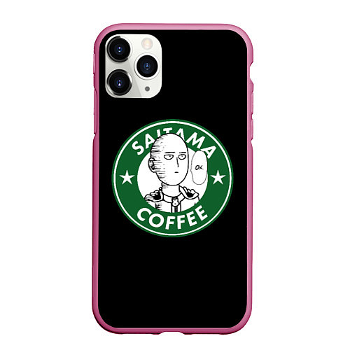 Чехол iPhone 11 Pro матовый ONE-PUNCH MAN OK COFFEE / 3D-Малиновый – фото 1