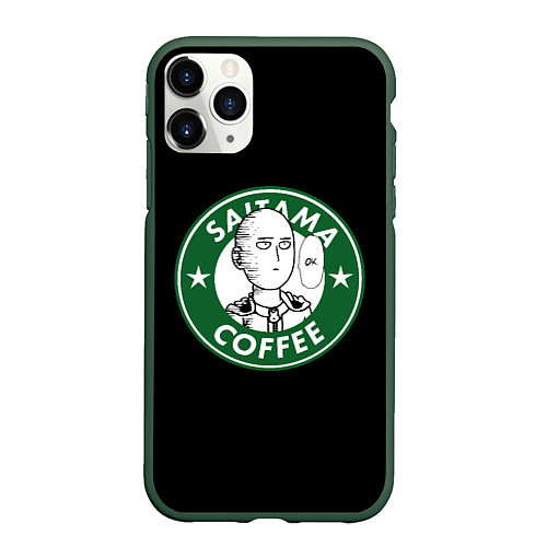 Чехол iPhone 11 Pro матовый ONE-PUNCH MAN OK COFFEE / 3D-Темно-зеленый – фото 1