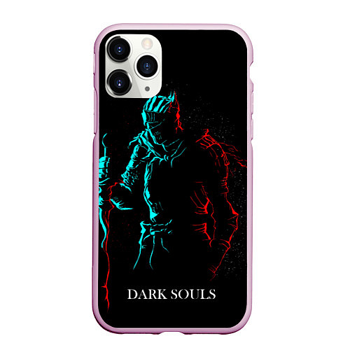 Чехол iPhone 11 Pro матовый Dark Souls NEON Силуэт / 3D-Розовый – фото 1