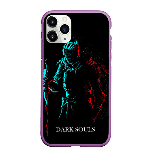 Чехол iPhone 11 Pro матовый Dark Souls NEON Силуэт / 3D-Фиолетовый – фото 1