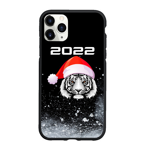 Чехол iPhone 11 Pro матовый Новогодний тигр 2022 / 3D-Черный – фото 1