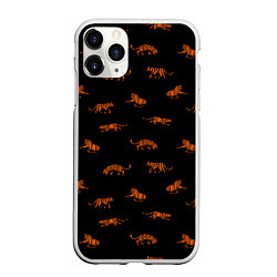 Чехол iPhone 11 Pro матовый Тигры паттерн Tigers pattern