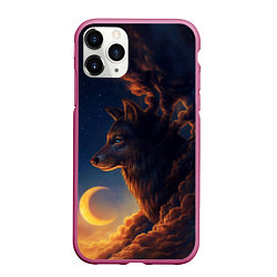 Чехол iPhone 11 Pro матовый Ночной Волк Night Wolf, цвет: 3D-малиновый