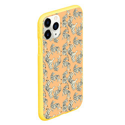 Чехол iPhone 11 Pro матовый Тигры на оранжевом паттерн, цвет: 3D-желтый — фото 2