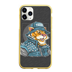 Чехол iPhone 11 Pro матовый Крутой тигр cool tiger, цвет: 3D-желтый