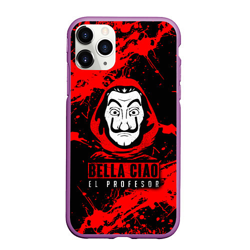 Чехол iPhone 11 Pro матовый БУМАЖНЫЙ ДОМ LA CASA DE PAPEL BELLA CIAO / 3D-Фиолетовый – фото 1