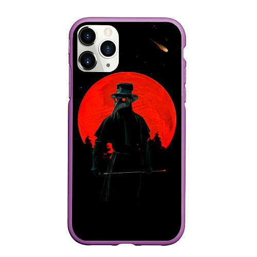 Чехол iPhone 11 Pro матовый Plague doctor ЧУМНОЙ ДОКТОР / 3D-Фиолетовый – фото 1