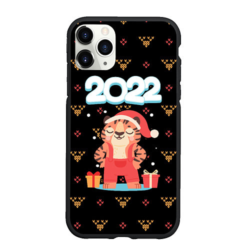 Чехол iPhone 11 Pro матовый НГ ТИГРЕНОК - 2022 НАСТУПАЕТ / 3D-Черный – фото 1