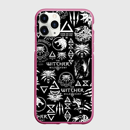 Чехол iPhone 11 Pro матовый ВЕДЬМАК ЛОЛГОБОМБИНГ THE WITCHER / 3D-Малиновый – фото 1