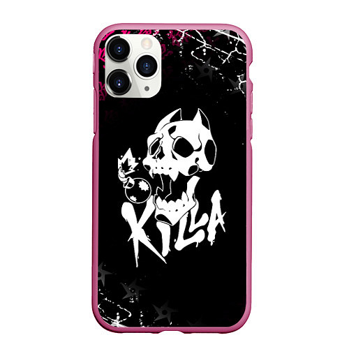 Чехол iPhone 11 Pro матовый JOJO KILLER QUEEN КИЛЛЕР КВИН KILLA ЧЕРЕП / 3D-Малиновый – фото 1