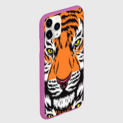 Чехол iPhone 11 Pro матовый ТИГР СИМВОЛ НОВОГО ГОДА 2022 TIGER, цвет: 3D-фиолетовый — фото 2
