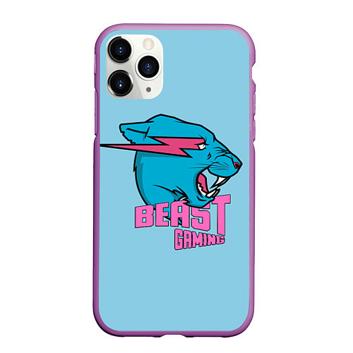 Чехол iPhone 11 Pro матовый Mr Beast Gaming Full Print / 3D-Фиолетовый – фото 1