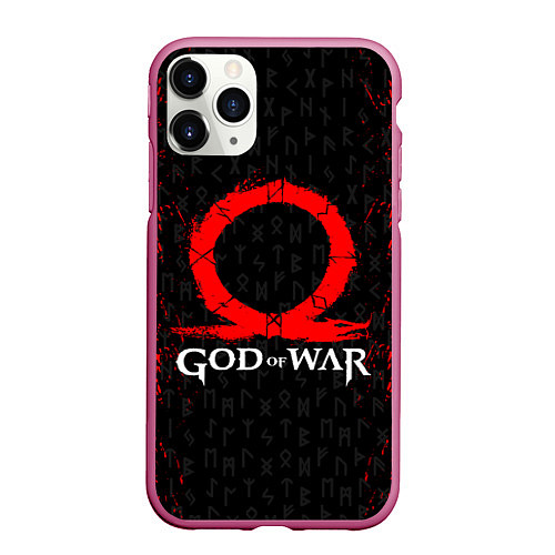 Чехол iPhone 11 Pro матовый GOD OF WAR КРАТОС ЛОГО / 3D-Малиновый – фото 1