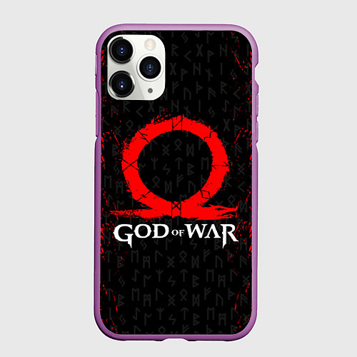 Чехол iPhone 11 Pro матовый GOD OF WAR КРАТОС ЛОГО / 3D-Фиолетовый – фото 1