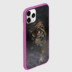 Чехол iPhone 11 Pro матовый Тигр в тумане, цвет: 3D-фиолетовый — фото 2