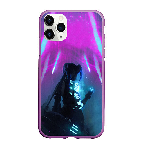Чехол iPhone 11 Pro матовый LEAGUE OF LEGENDS, ДЖИНКС / 3D-Фиолетовый – фото 1
