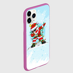 Чехол iPhone 11 Pro матовый Santa Dabbing в гирлянде, цвет: 3D-фиолетовый — фото 2