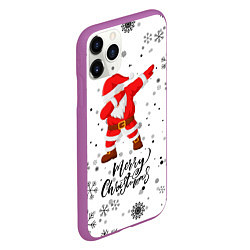 Чехол iPhone 11 Pro матовый Santa Dabbing идет снег, цвет: 3D-фиолетовый — фото 2