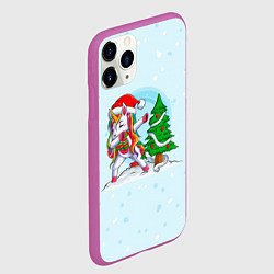 Чехол iPhone 11 Pro матовый Новогодний Единорог Dabbing, цвет: 3D-фиолетовый — фото 2