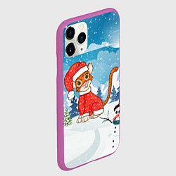 Чехол iPhone 11 Pro матовый Тигренок новый 2022 год, цвет: 3D-фиолетовый — фото 2