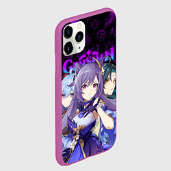 Чехол iPhone 11 Pro матовый GENSHIN IMPACT ГЕРОИНИ В НЕОНОВОМ ОГНЕ NEON FIRE, цвет: 3D-фиолетовый — фото 2