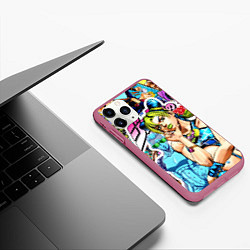 Чехол iPhone 11 Pro матовый JoJos Bizarre Adventure - Джолин Кудзё, цвет: 3D-малиновый — фото 2