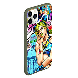 Чехол iPhone 11 Pro матовый JoJos Bizarre Adventure - Джолин Кудзё, цвет: 3D-темно-зеленый — фото 2