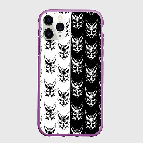 Чехол iPhone 11 Pro матовый GENSHIN IMPACT XIAO MASK ГЕНШИН ИМПАКТ СЯО МАСКА / 3D-Фиолетовый – фото 1