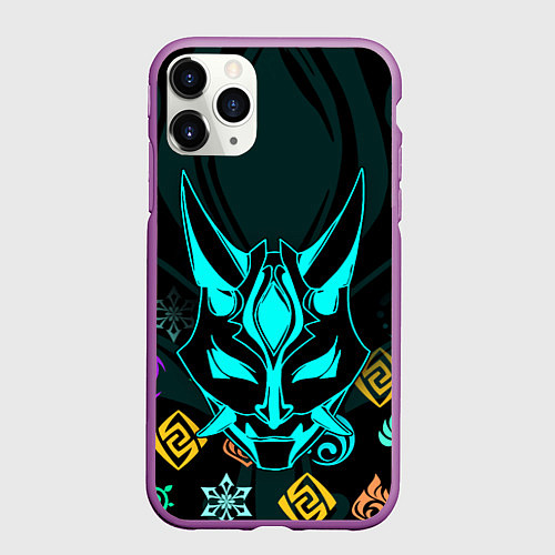 Чехол iPhone 11 Pro матовый GENSHIN IMPACT ГЕНШИН ИМПАКТ СЯО МАСКА / 3D-Фиолетовый – фото 1