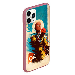 Чехол iPhone 11 Pro матовый One Punch-Man Эпичный Сайтама, цвет: 3D-малиновый — фото 2